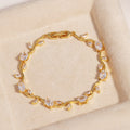 Marquise Zircon Gold Plated Leaf Design Bracelet