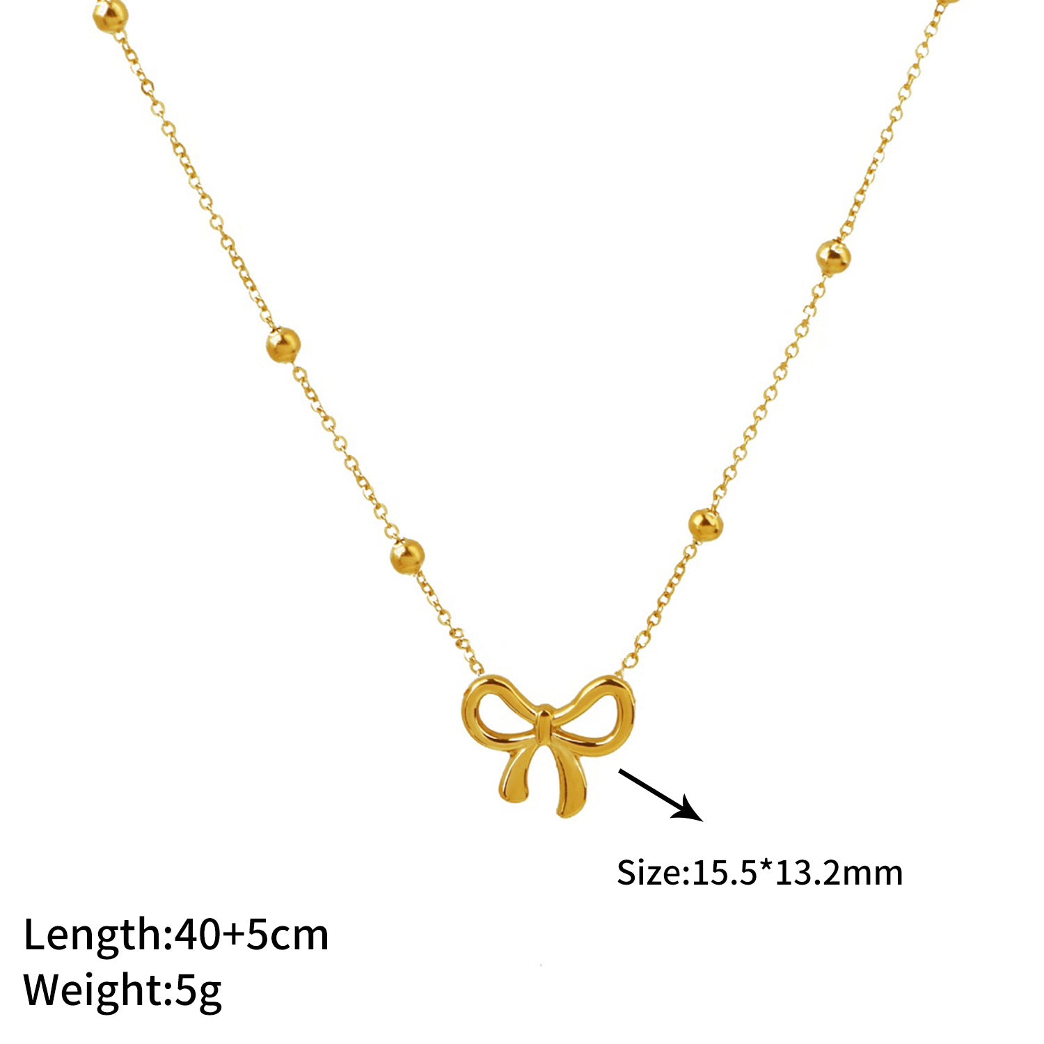 Sweet Bowknot Bead Titanium Steel Jewelry Set