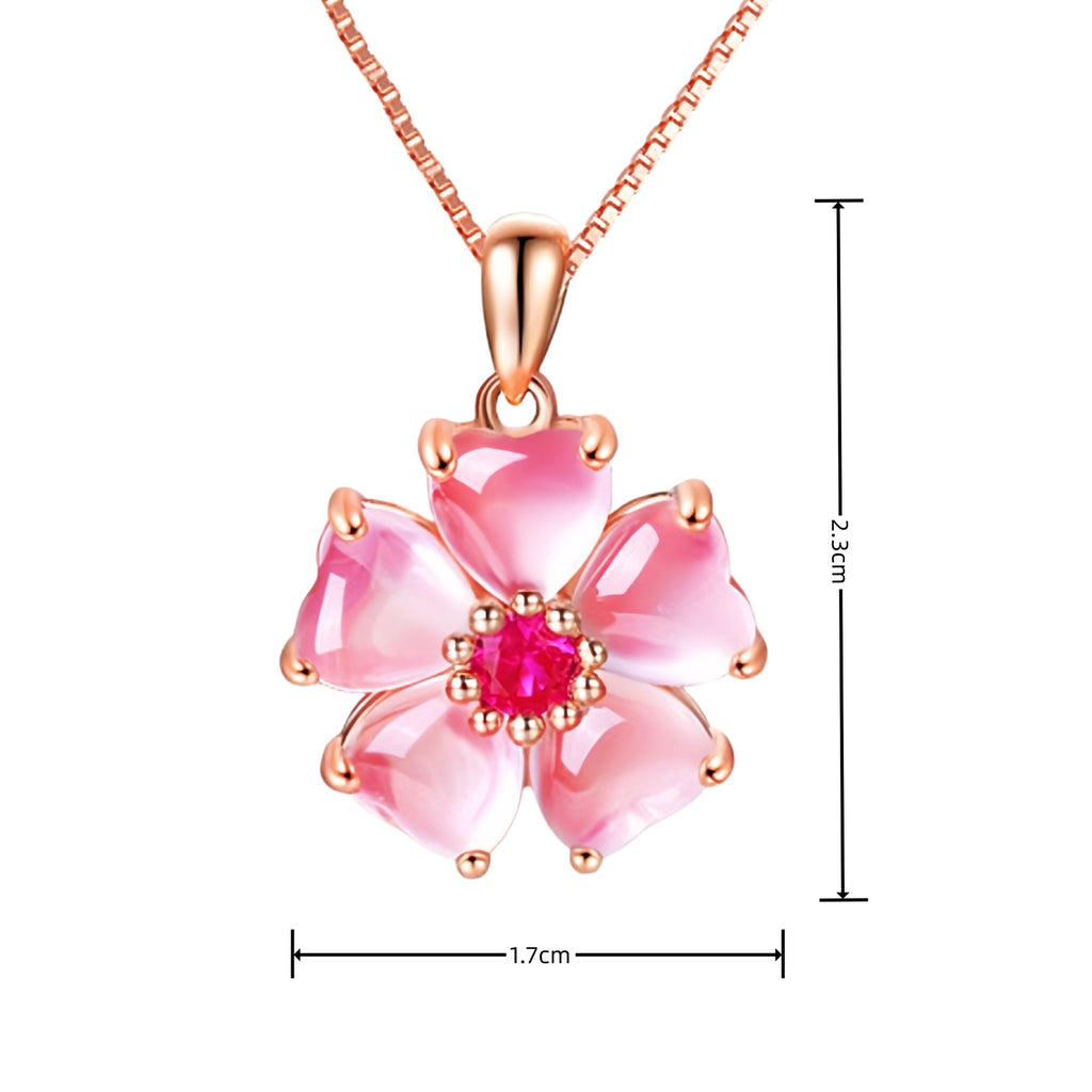 Peach blossom heart-shaped crystal pendant