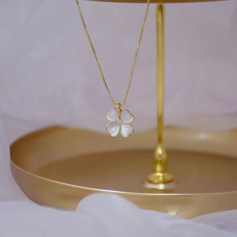 Four-leaf clover petal necklace