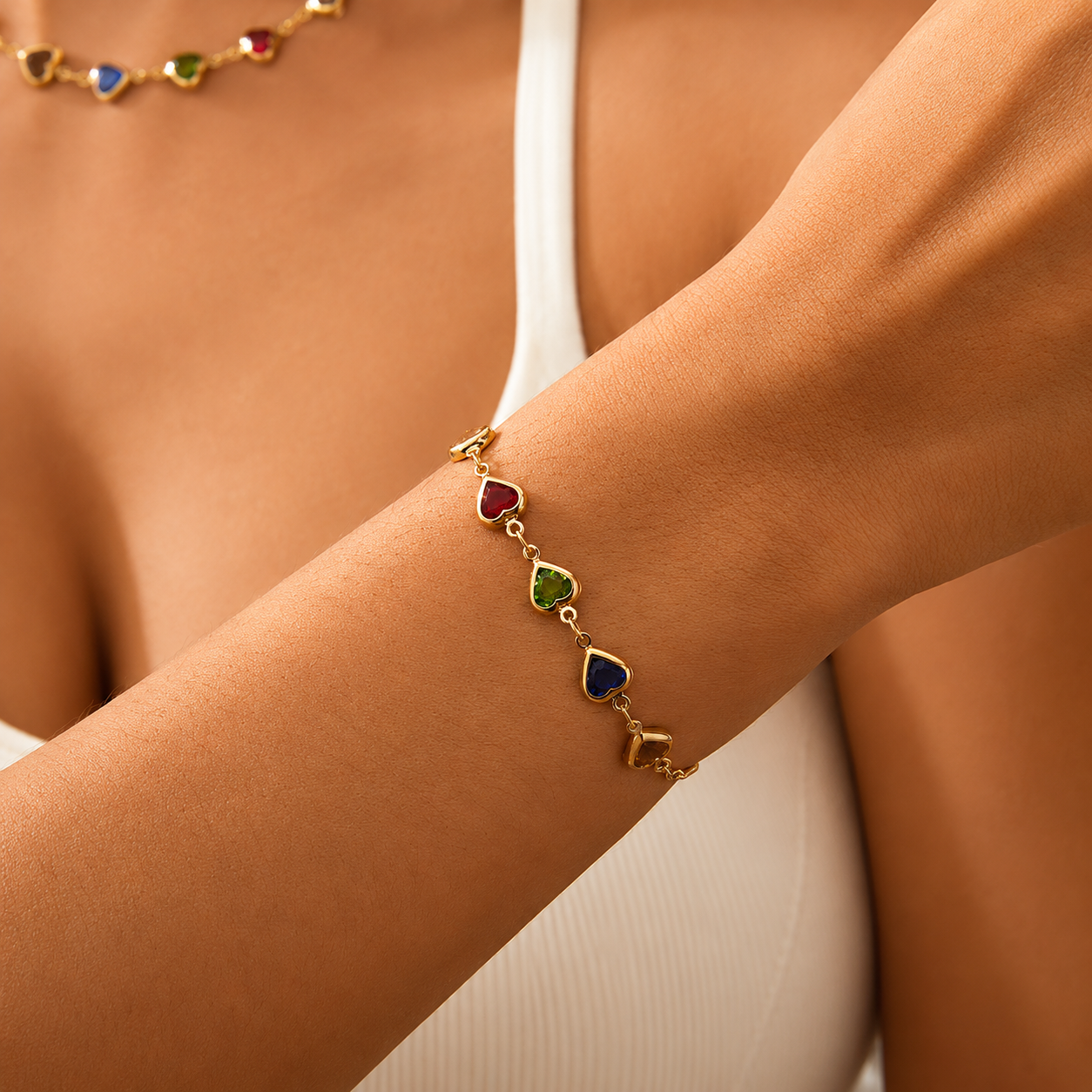 Colorful heart shaped bracelet