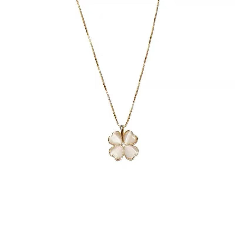 Four-leaf clover petal necklace
